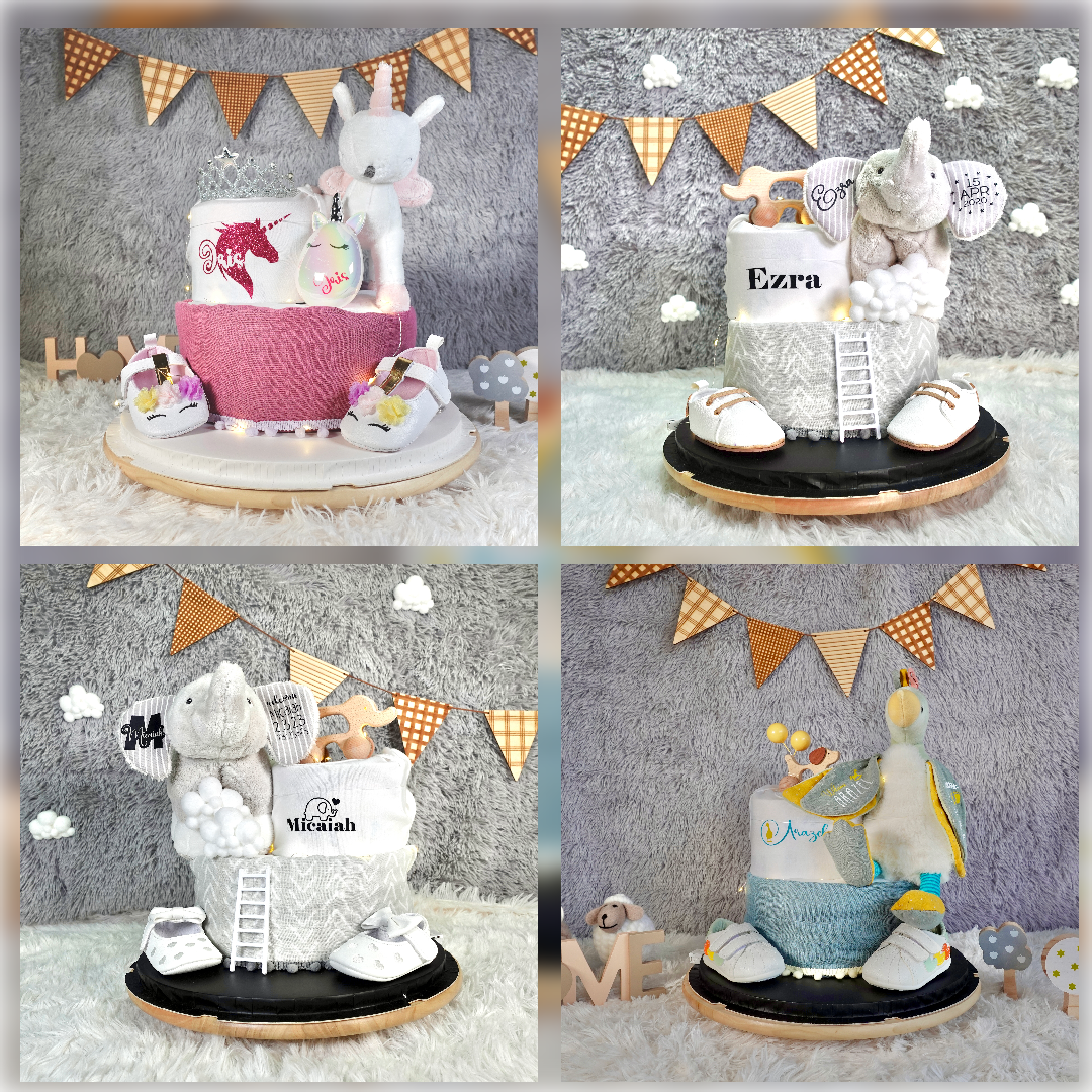 diaper cake sg hamper exquisite elephant unicorn duck personalised newborn gift